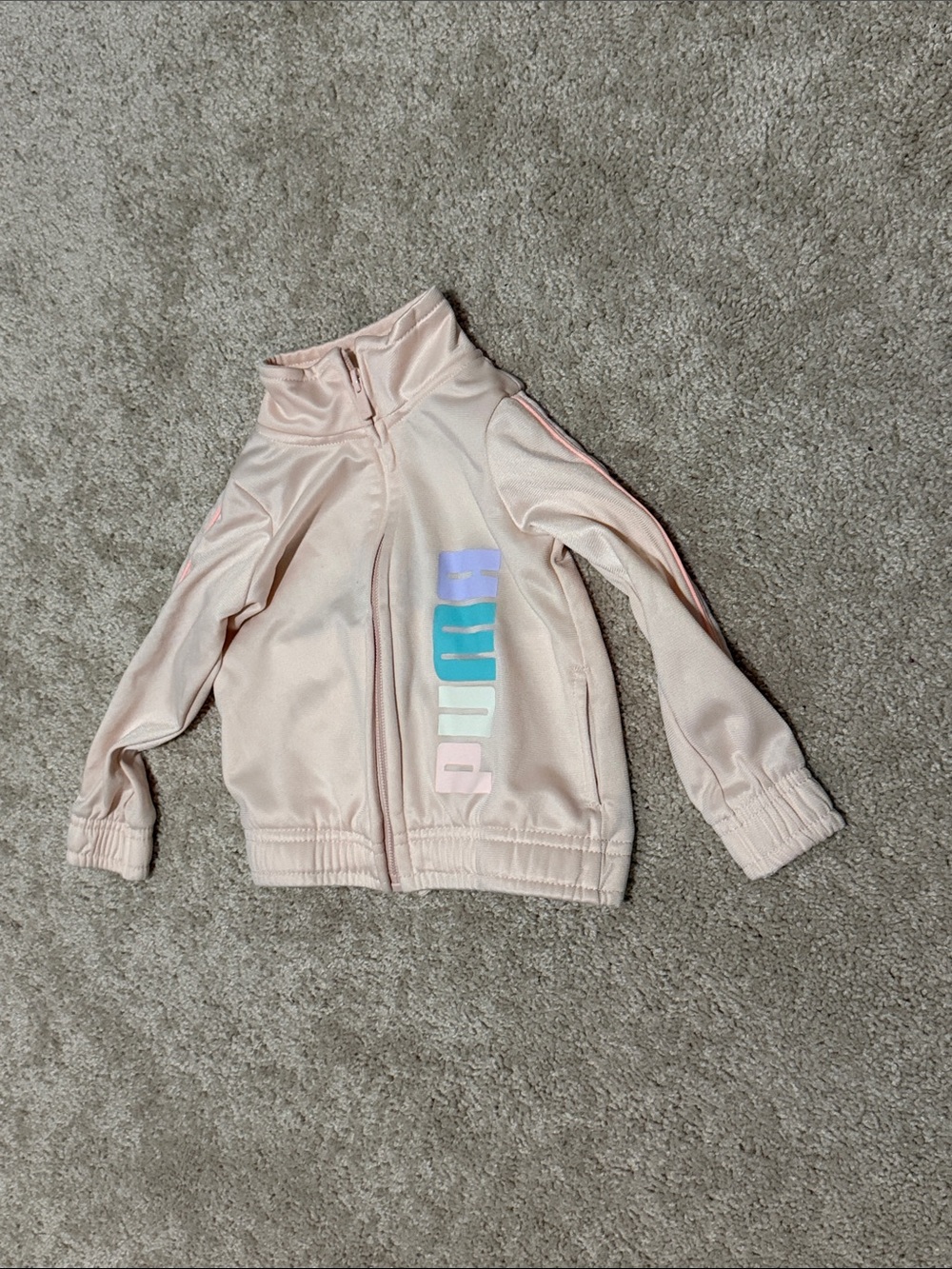 Puma Light Pink Girls' Zip Track Jacket with Pastel Logo